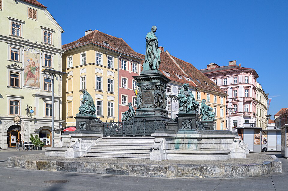 The Archduke Johann fountain in Graz’s Hauptplatz