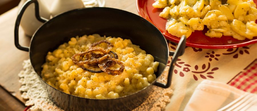 Käsknöpfle, a cheese and dumpling dish eaten in Liechtenstein