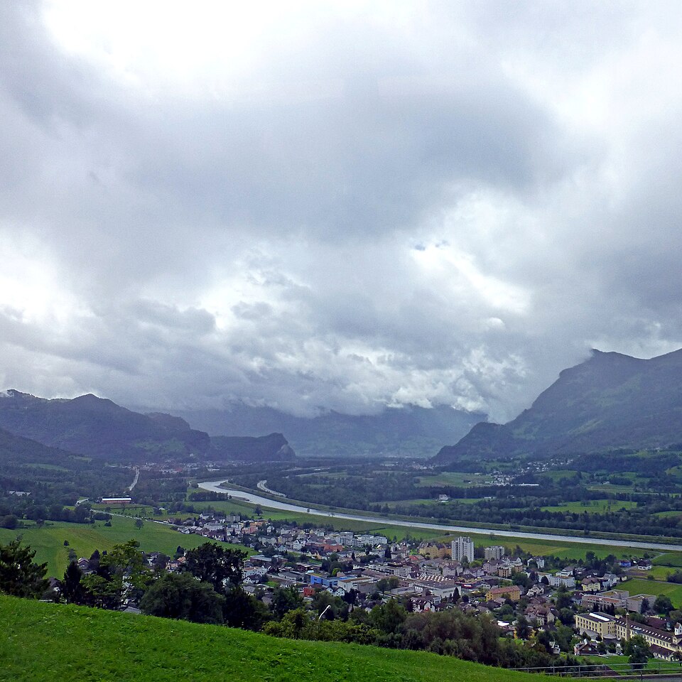 The Rhine valley seen from Triesenberg, Liechtenstein