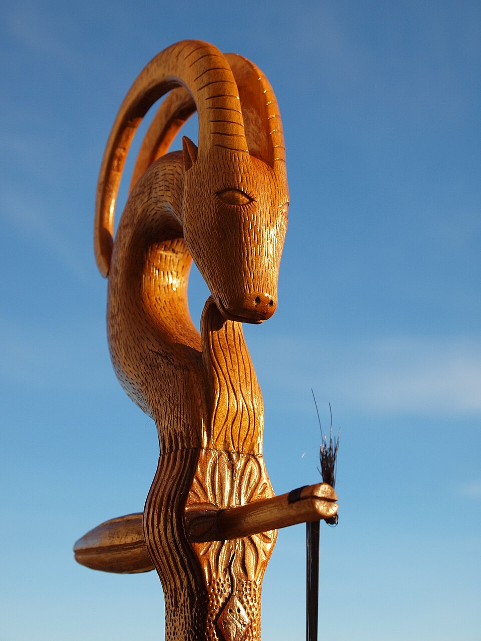The carved head of a traditional Montenegrin gusle instrument