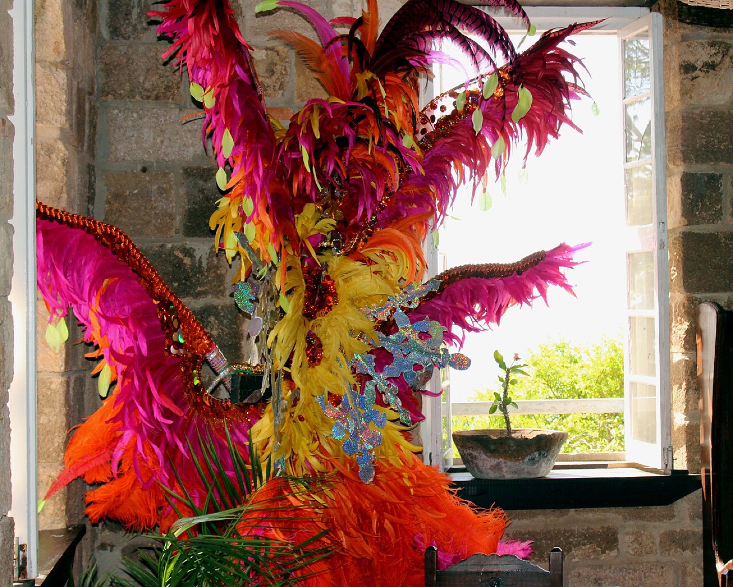 A carnival costume at Shirley Heights on Antigua
