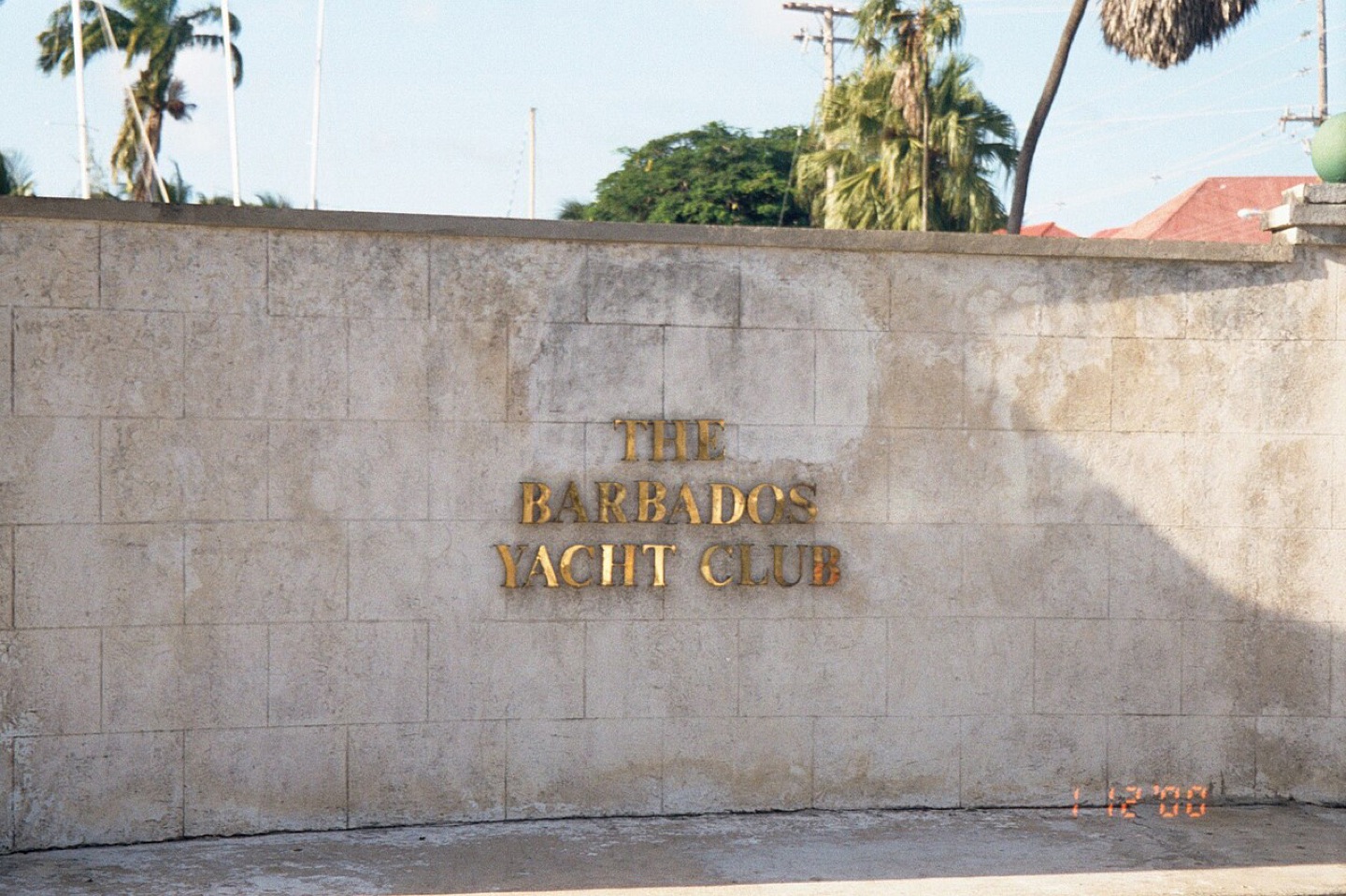 The entrance sign at the Barbados Yacht Club