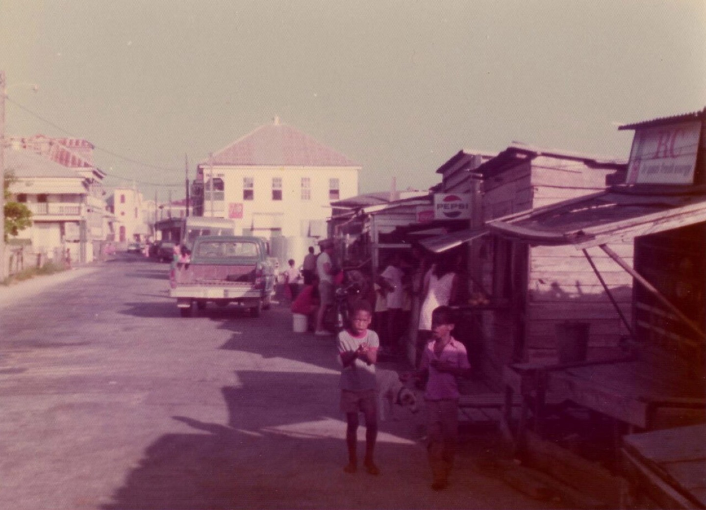 People at the vegetable market in Belize City in 1975