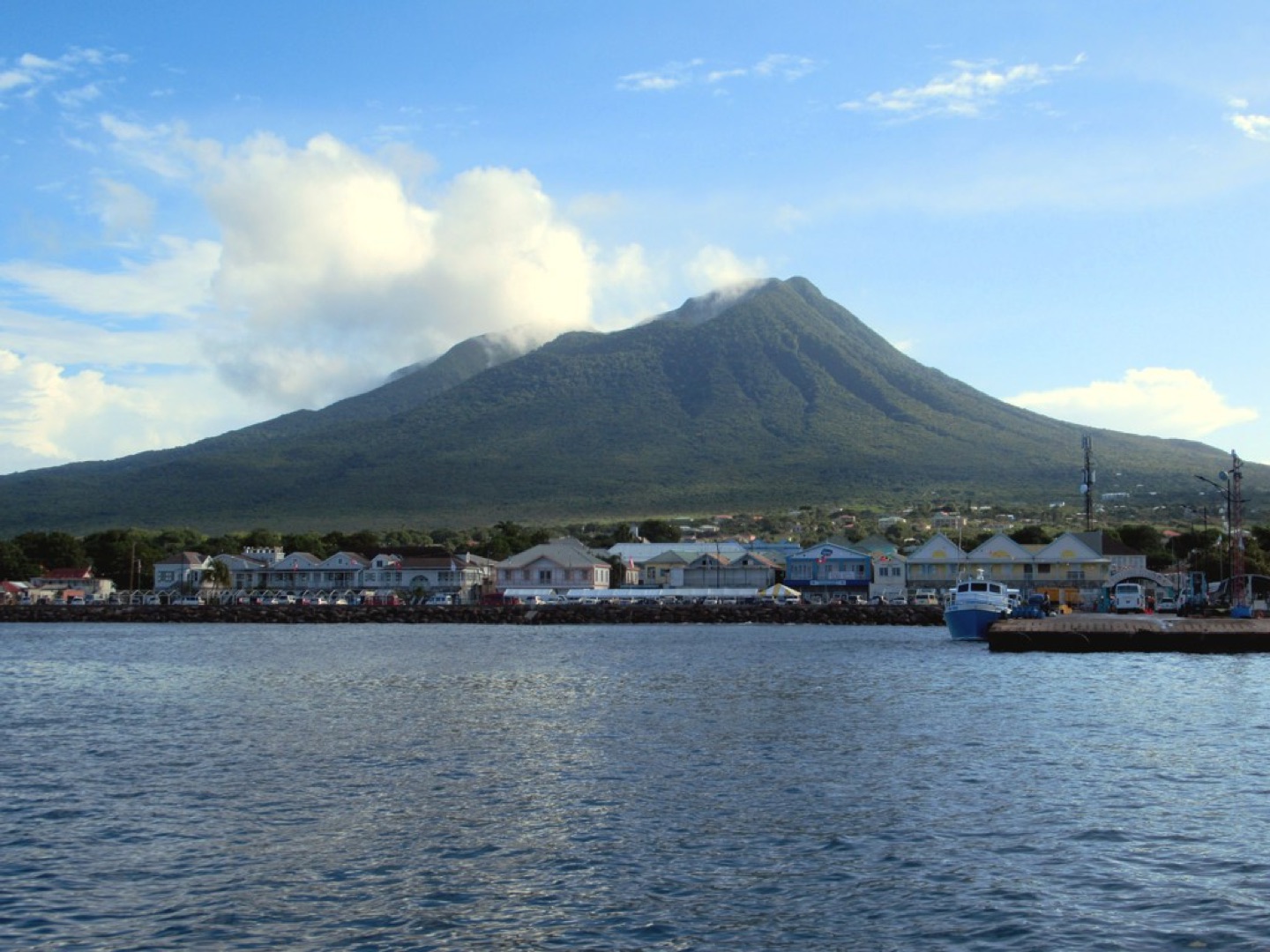 The forested slopes of Nevis Peak