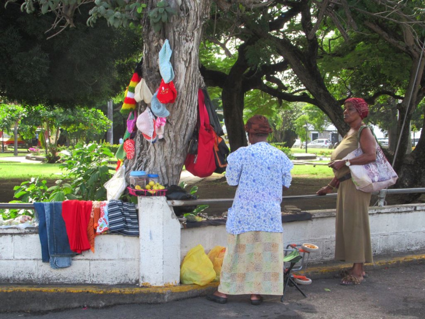 A clothing vendor in Basseterre, Saint Kitts