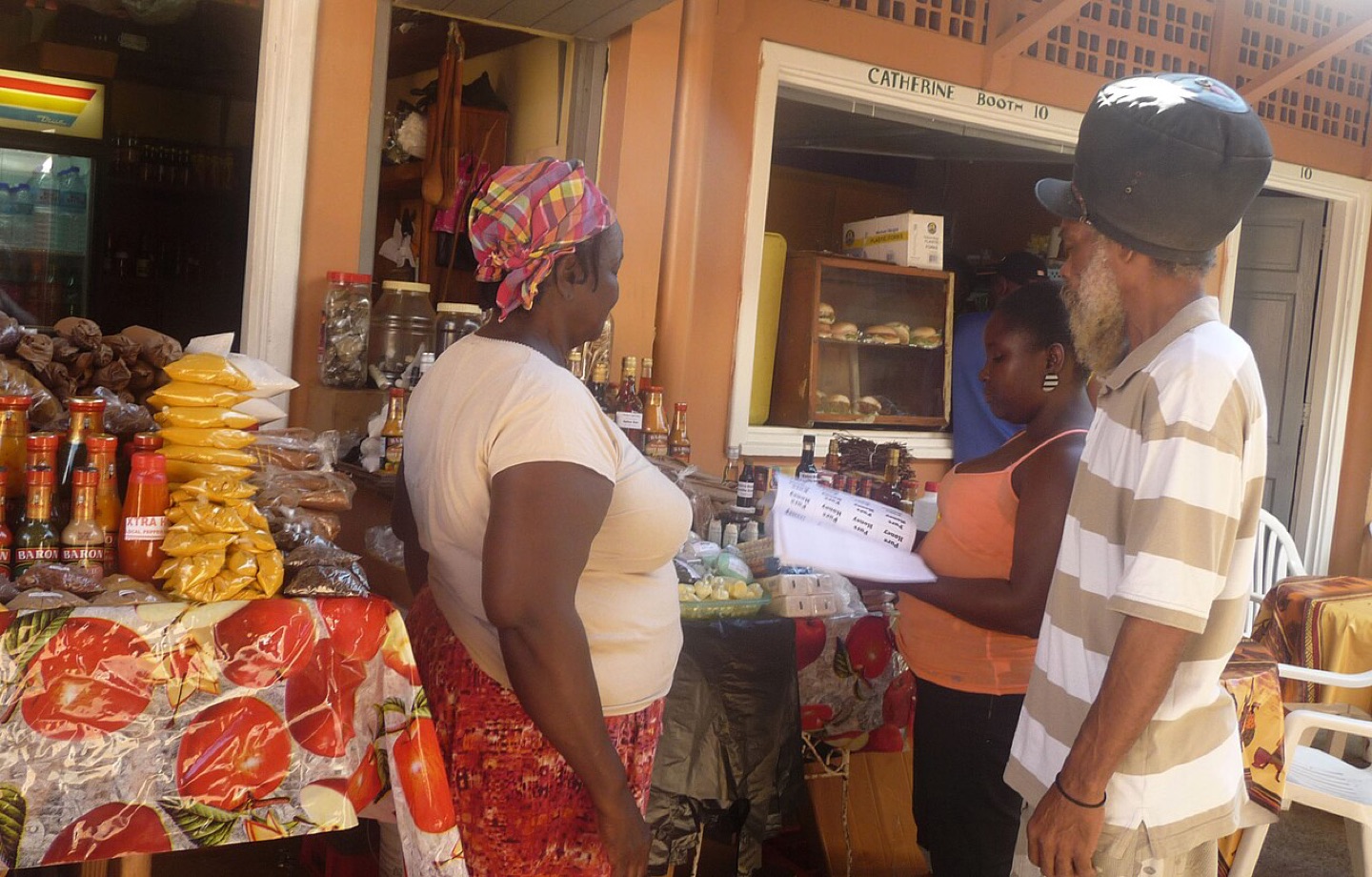 Food stalls at the market in Castries, Saint Lucia