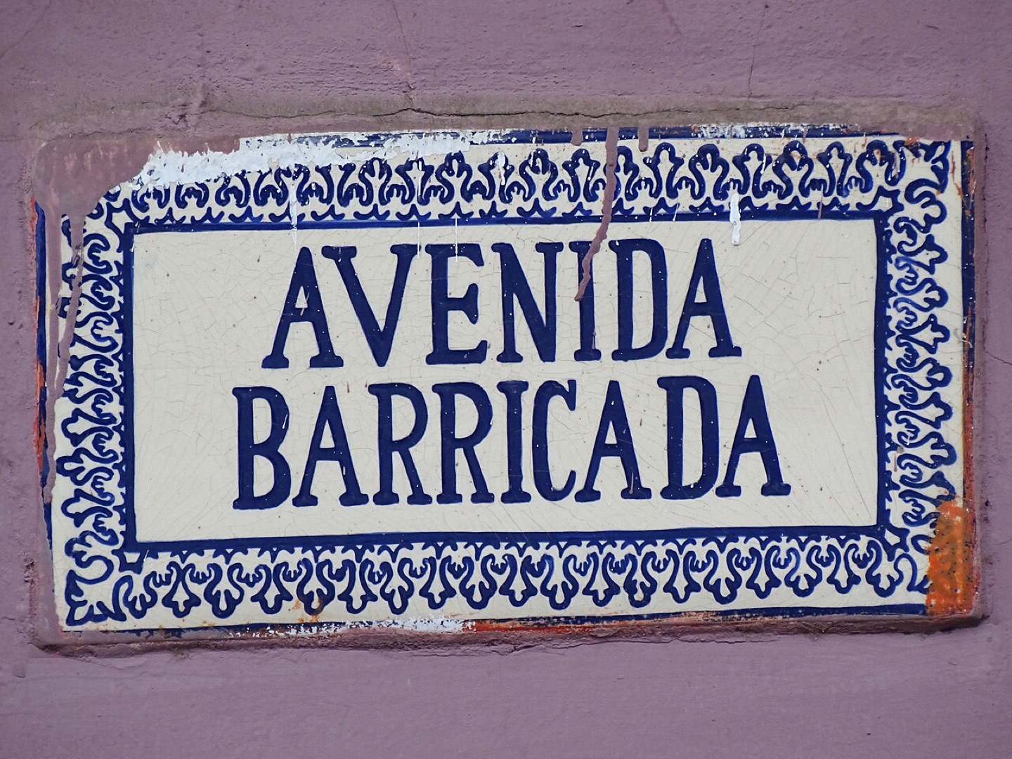 Avenida Barricada street sign in Granada, Nicaragua