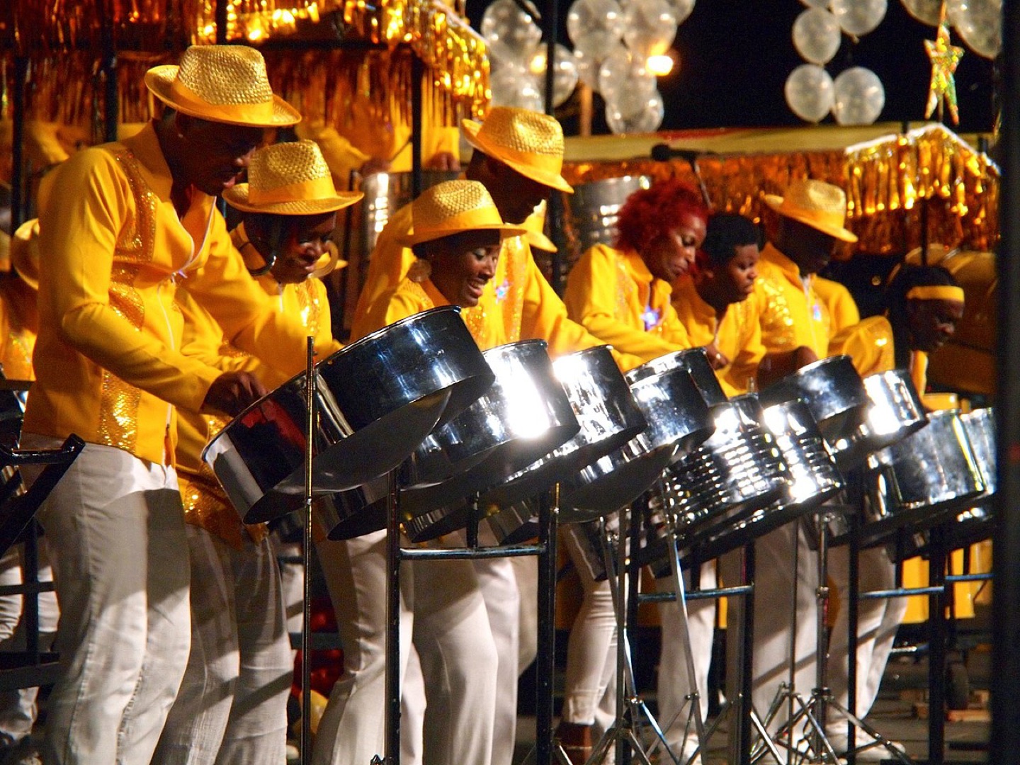 Steelpan musicians at carnival in Trinidad and Tobago
