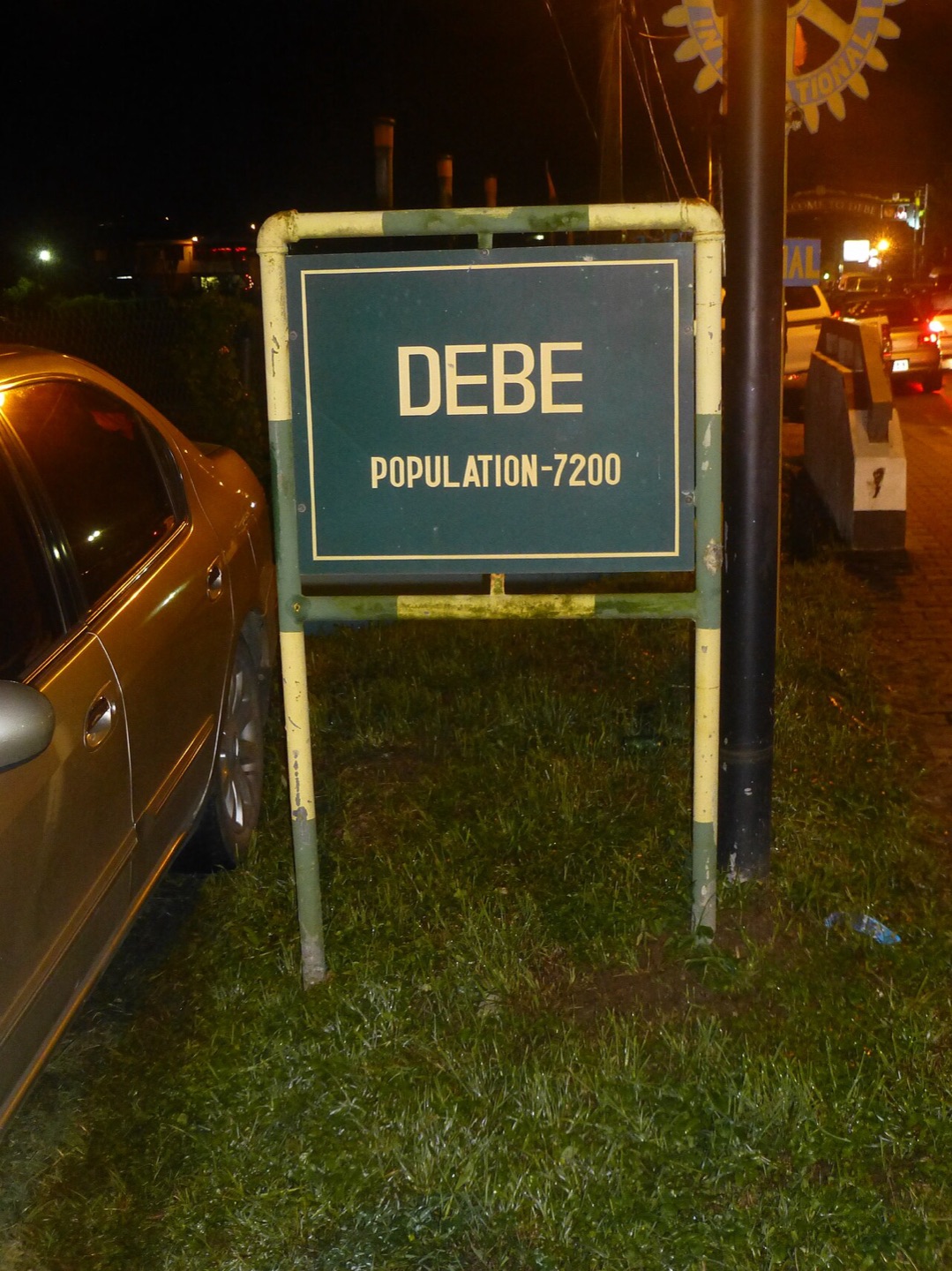 The town sign in Debe, Trinidad