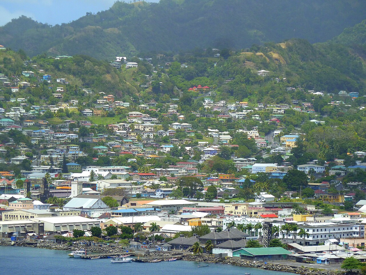 Buildings in Kingstown, the capital of Saint Vincent and the Grenadines
