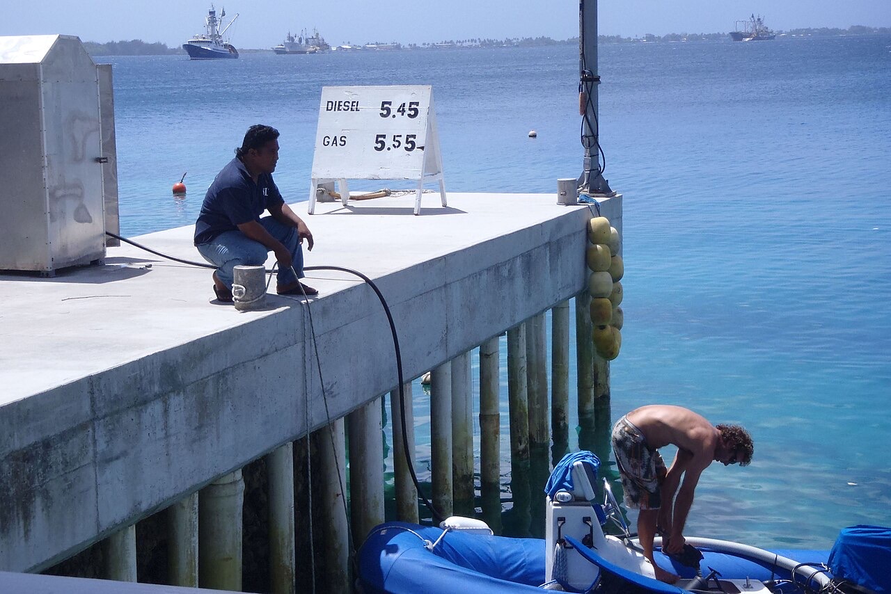 Refuelling a boat on Majuro, Marshall Islands
