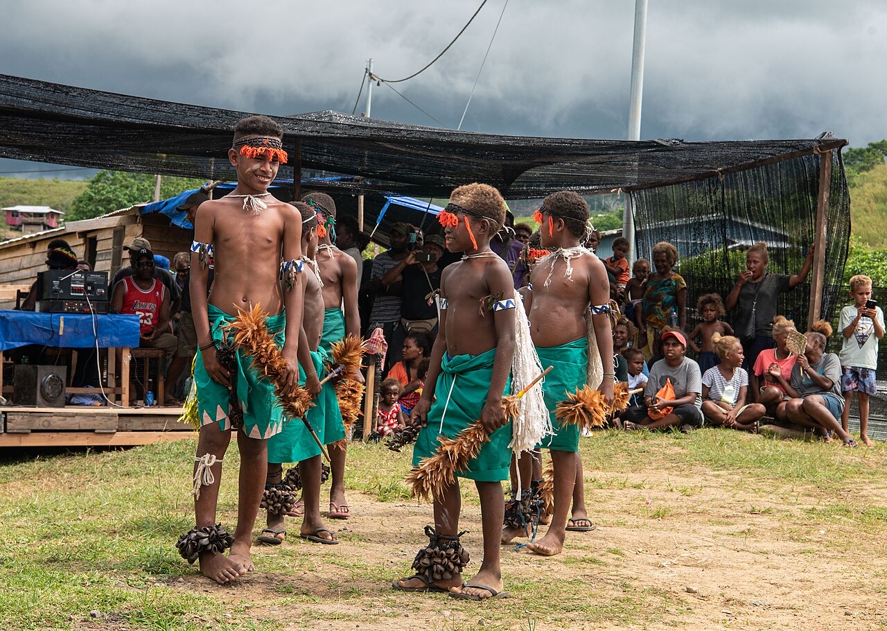 Children performing a traditional dance on Guadalcanal, Solomon Islands
