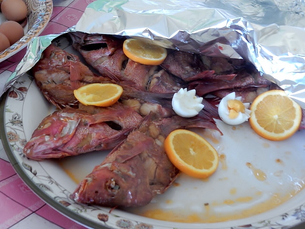 Fish and lemons served in Funafuti, Tuvalu