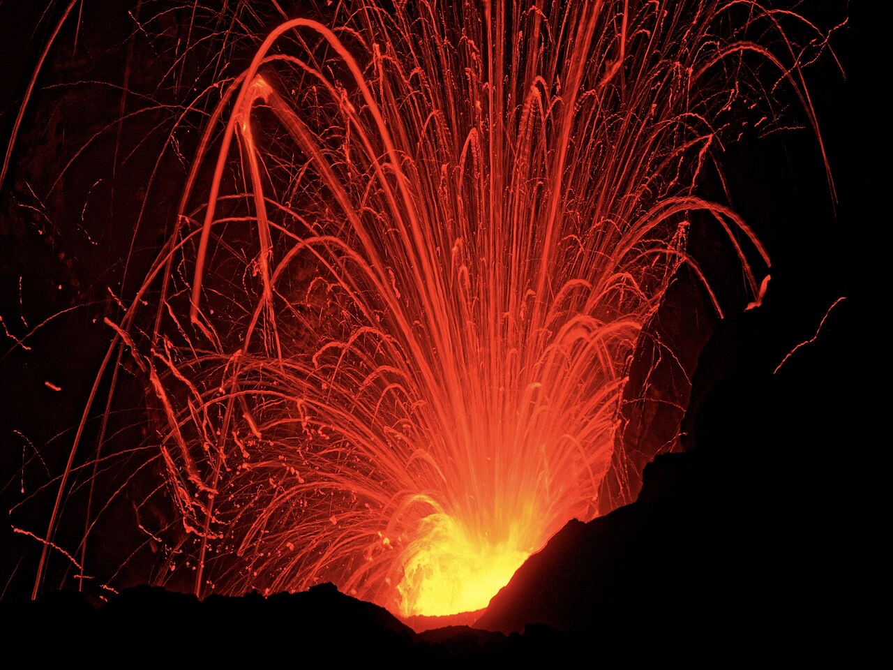Lava trails at Mount Yasur on Tanna, Vanuatu