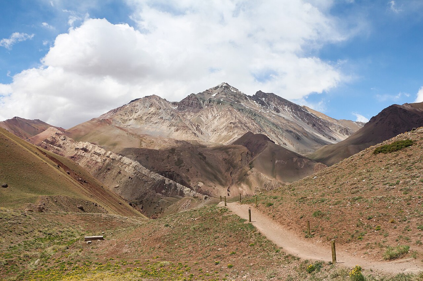 The mountain landscape of Aconcagua Provincial Park in Argentina