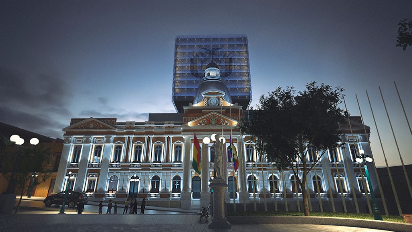 The Plurinational Legislative Assembly building in La Paz, Bolivia