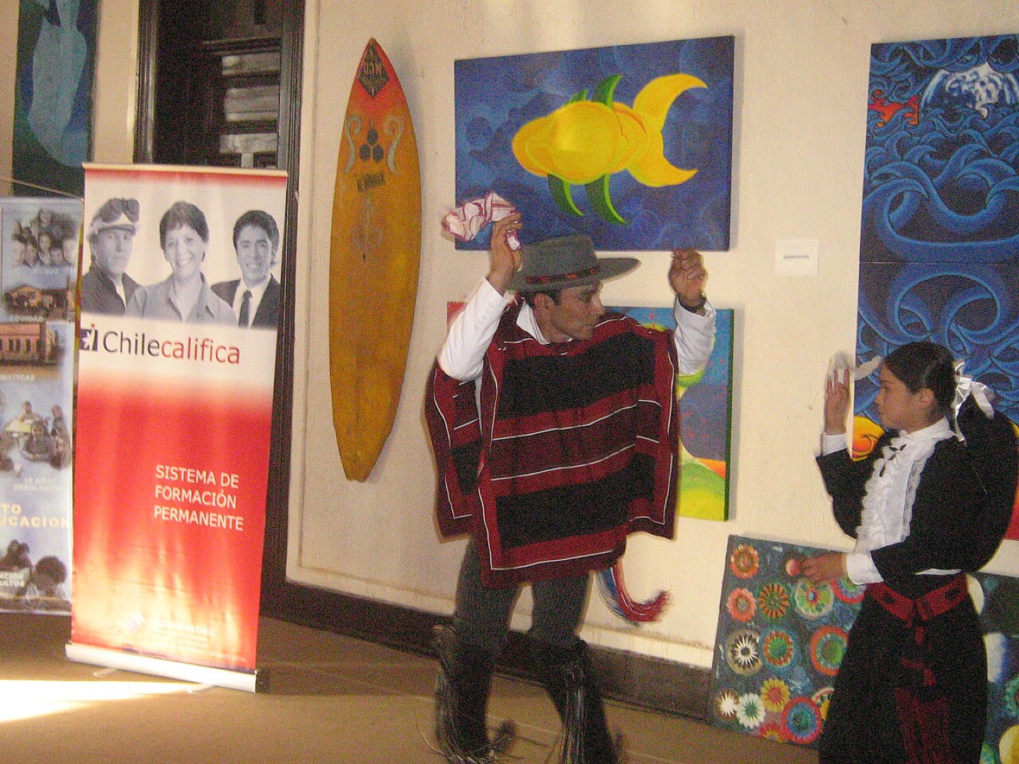 A couple dancing cueca in Pichilemu, Chile