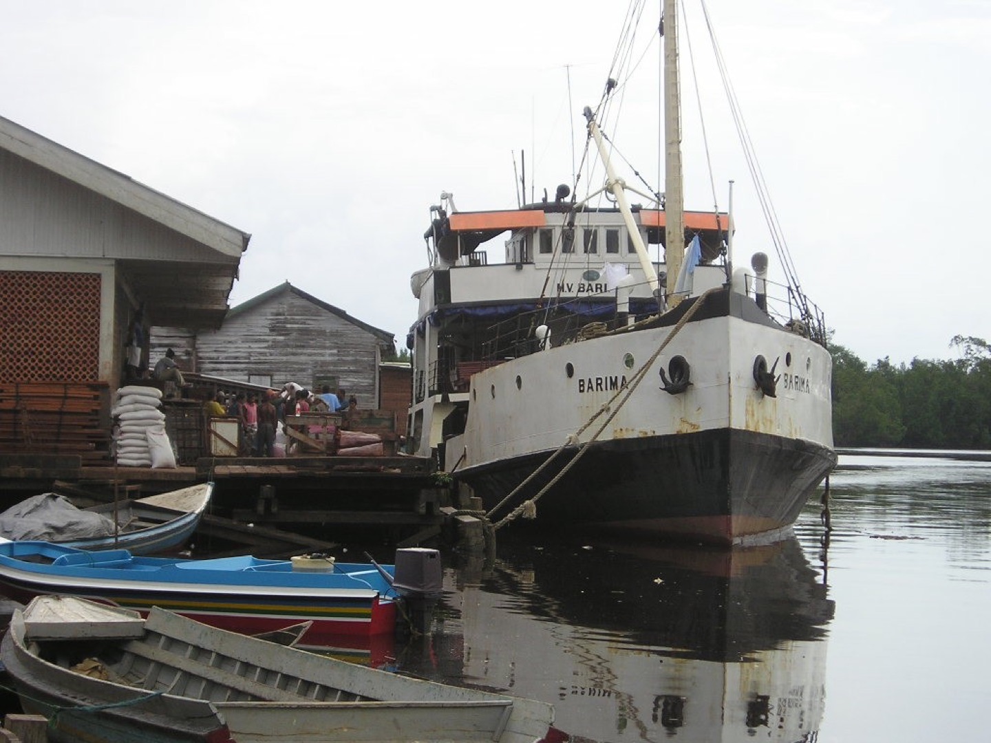 A supply boat from Georgetown at Mabaruma, Guyana