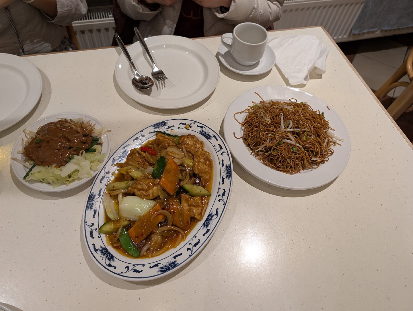 Pitjel, tofu and tjauw min served in Albina, Suriname