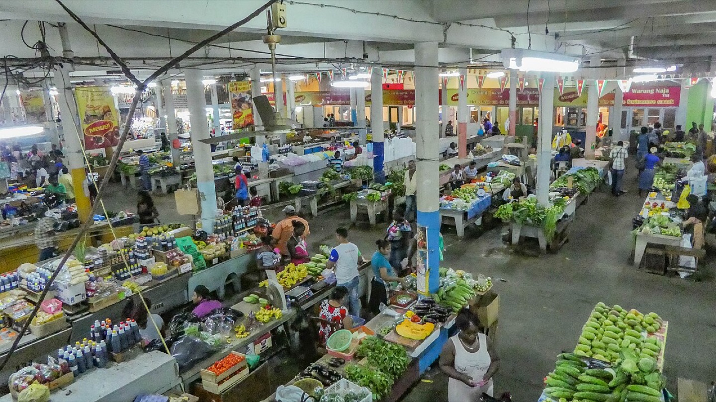 People at a market in Paramaribo, Suriname