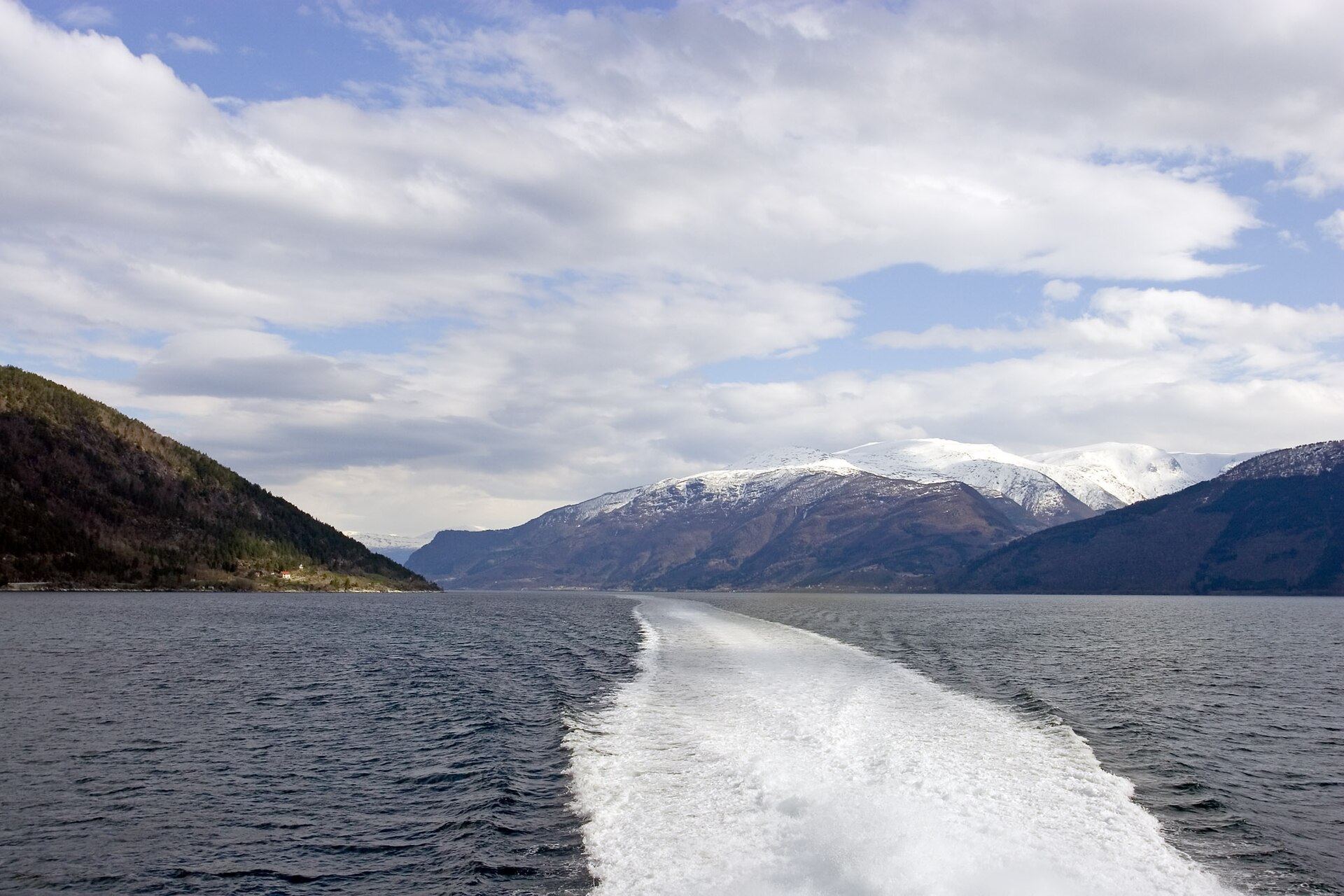 The Sognefjord between mountain slopes in western Norway