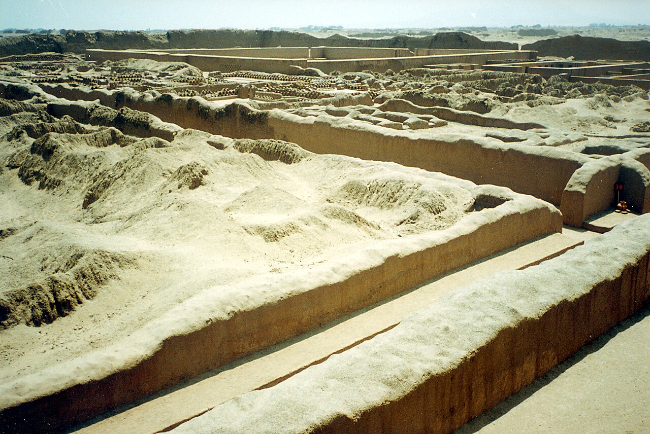 Adobe walls and passages at Chan Chan near Trujillo on Peru’s northern coast