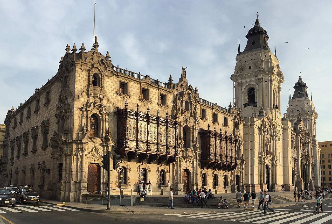 The Cathedral of Lima facing the Plaza Mayor in the capital