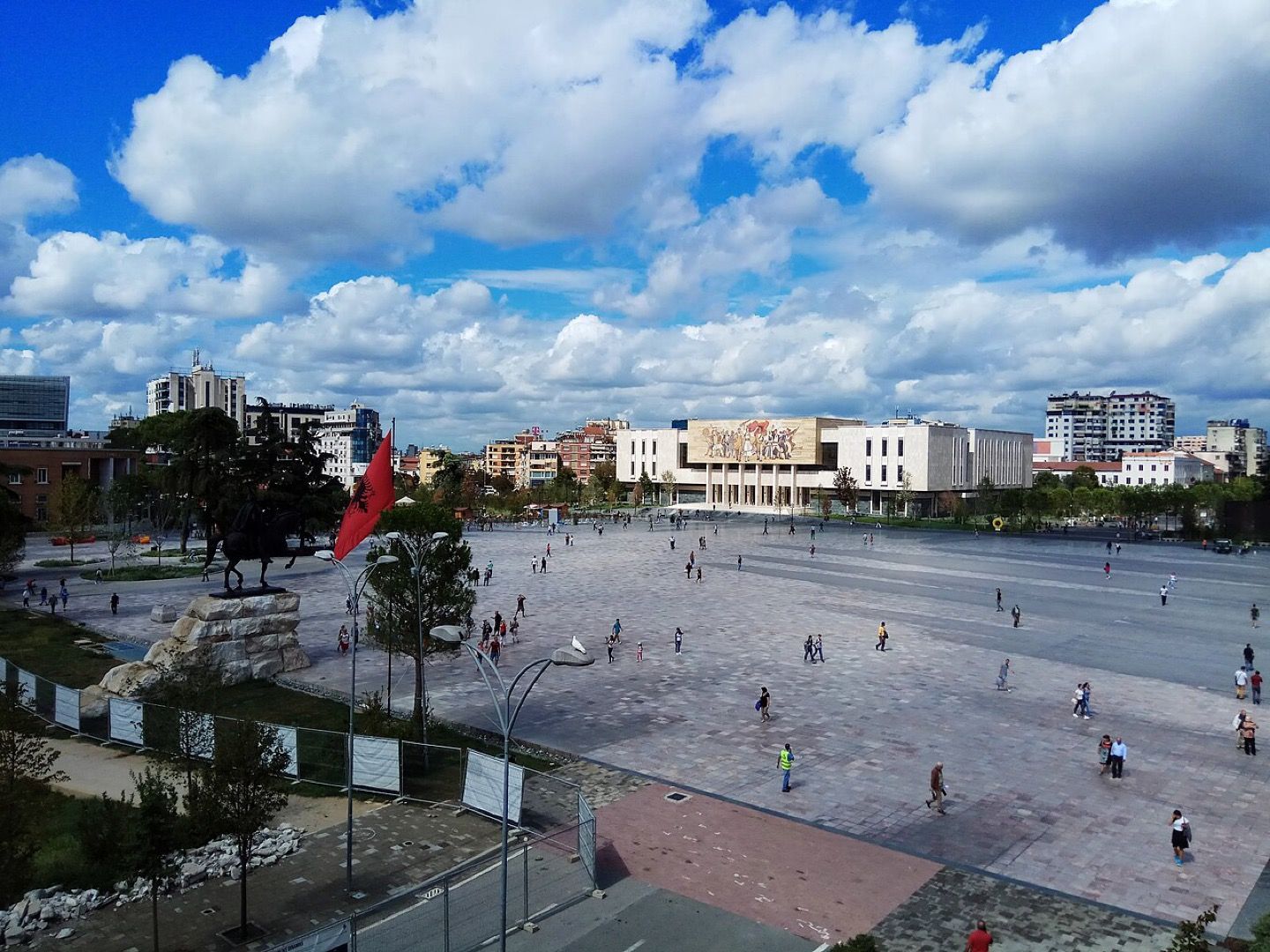 Skanderbeg Square in central Tirana seen from the municipality building