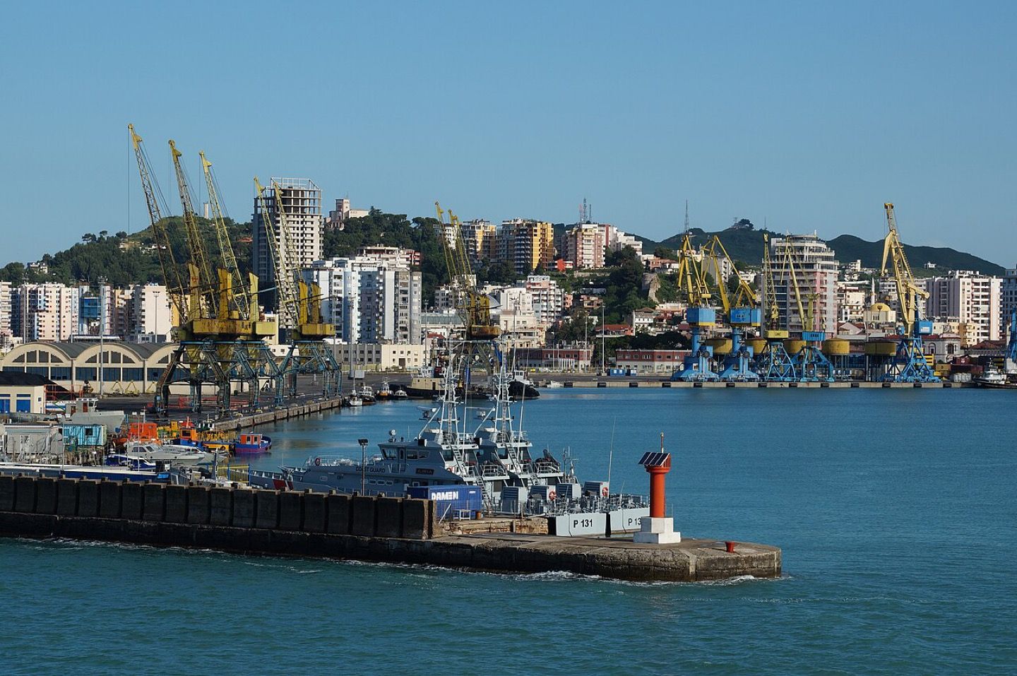 The port of Durrës seen from the Adriatic Sea