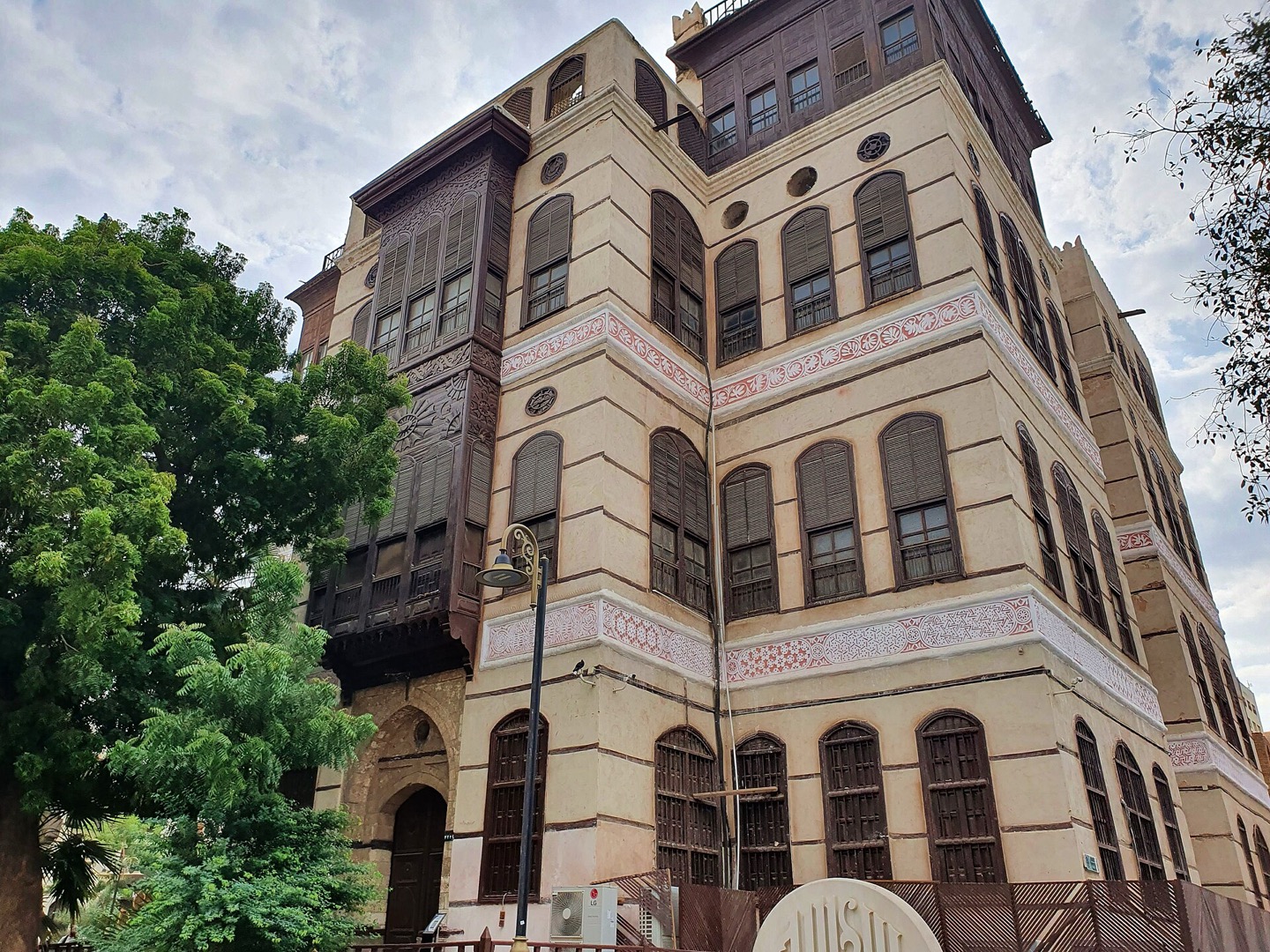 The traditional facade of Bayt Nasif in old Jeddah, Saudi Arabia
