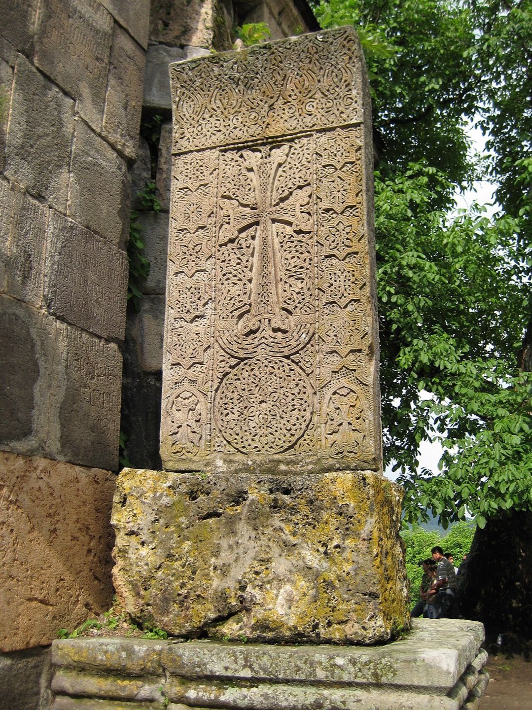 A carved Armenian khachkar