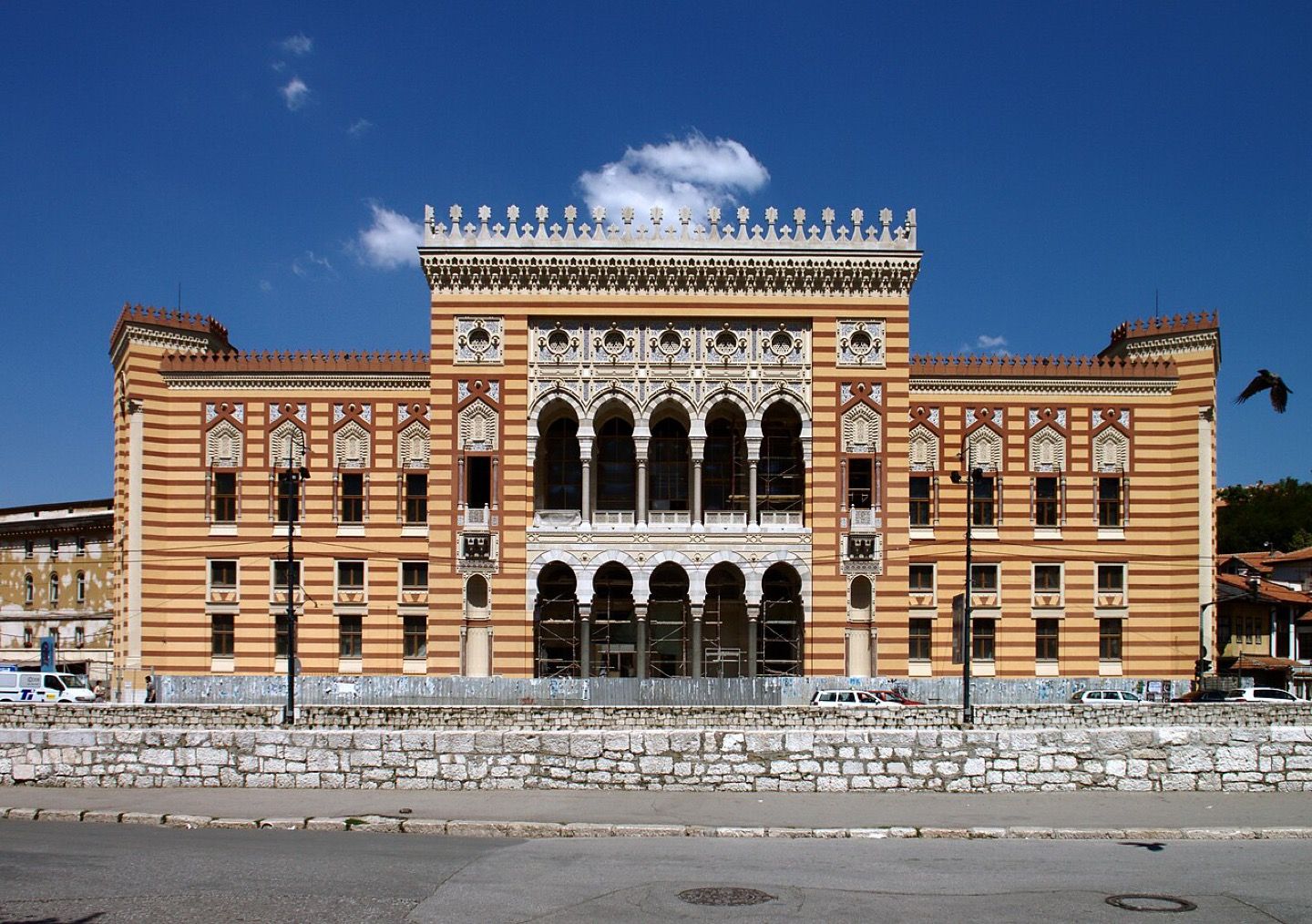 The city hall and library in Sarajevo