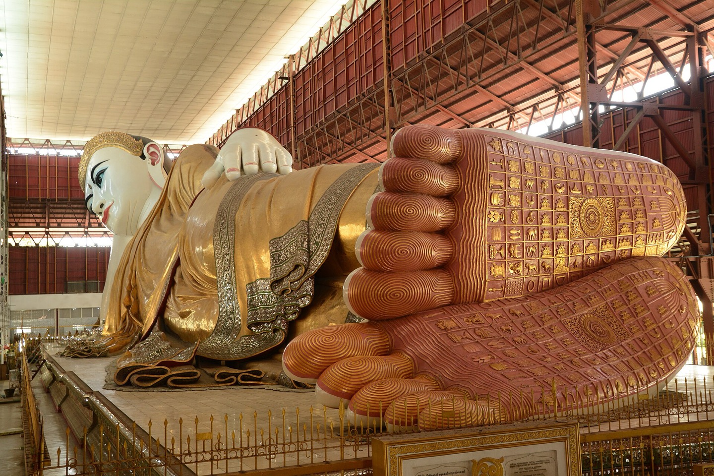 The reclining Buddha at Chauk Htat Gyi Pagoda in Yangon, Myanmar