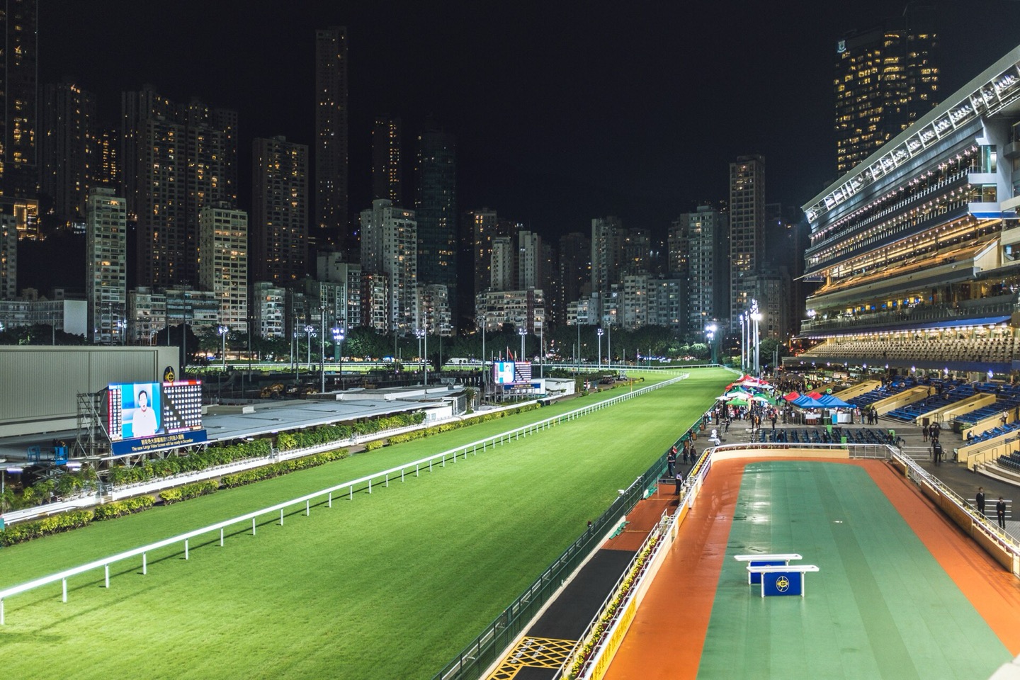 Happy Valley Racecourse in Hong Kong at night