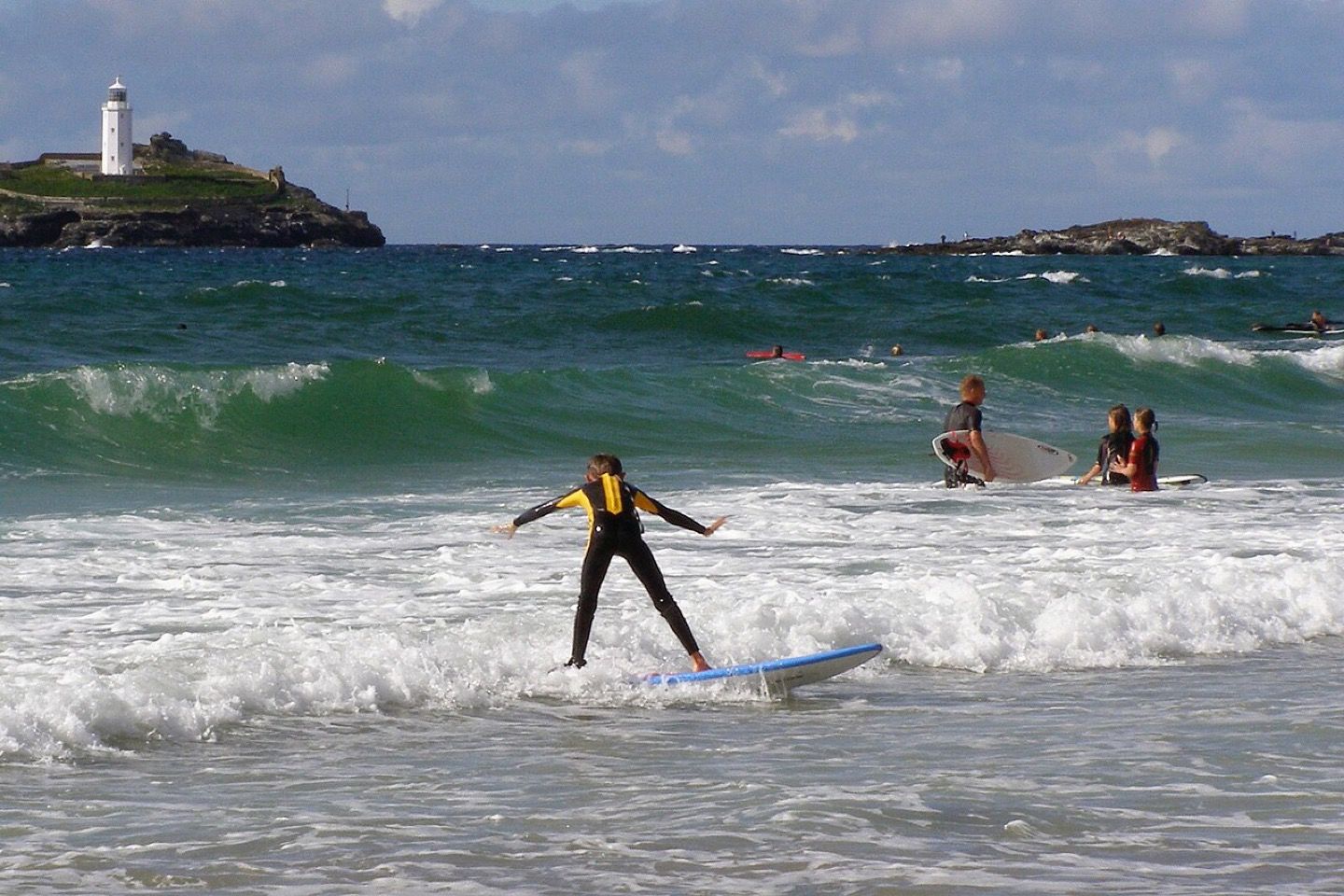 Surfing at Gwithian Sands