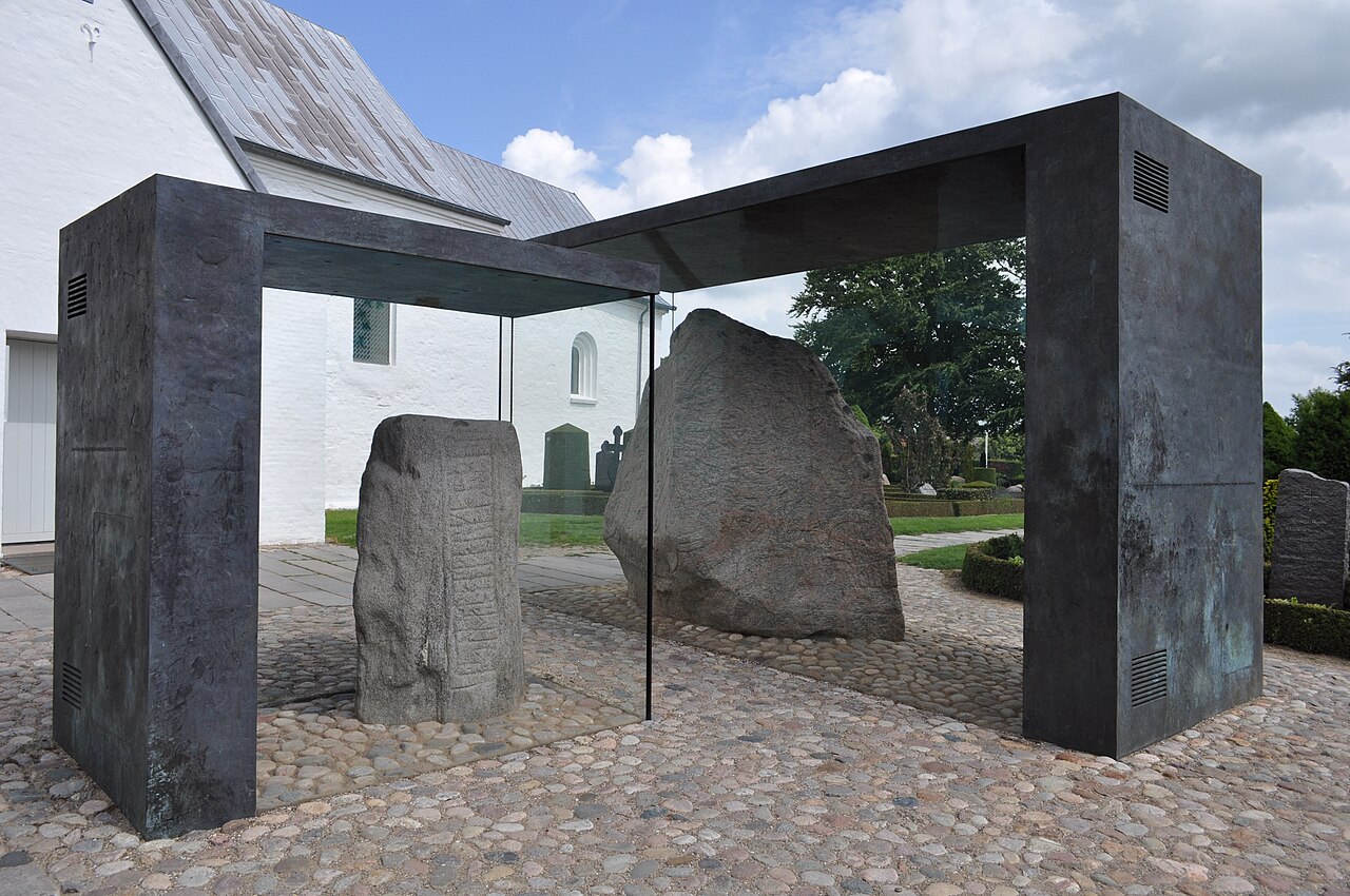 The two Jelling stones, the earliest written record of the name Denmark