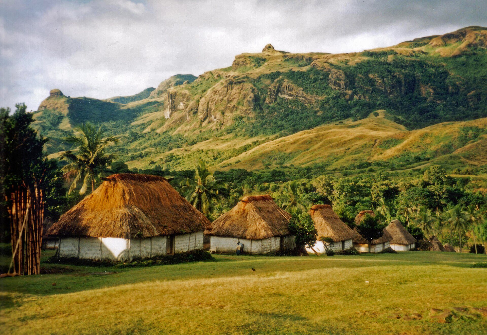 Traditional thatched bure houses in Navala village on Viti Levu, Fiji