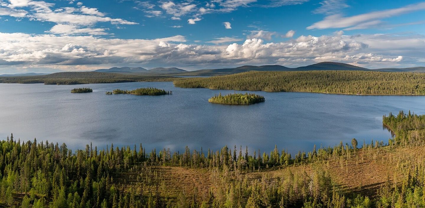 Lake Särkijärvi and forest stretching toward the Pallastunturi fells in Finnish Lapland