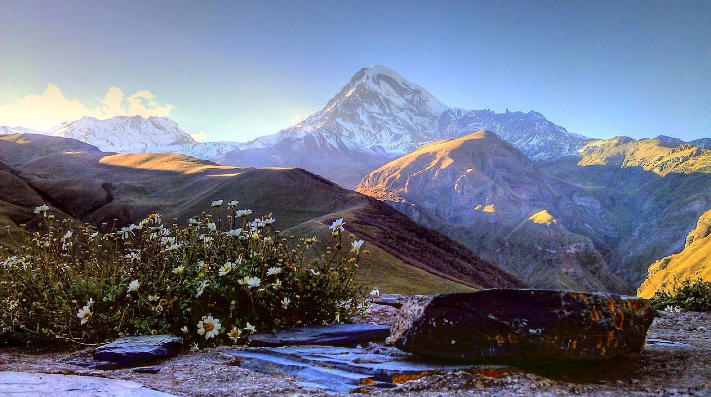 Mount Kazbek seen from Gergeti