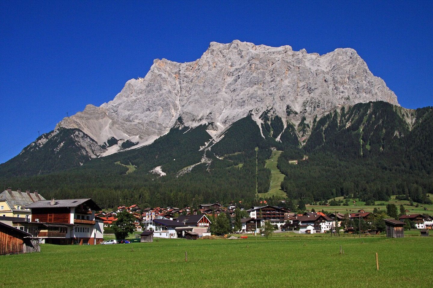 The rocky summit of the Zugspitze in the Bavarian Alps