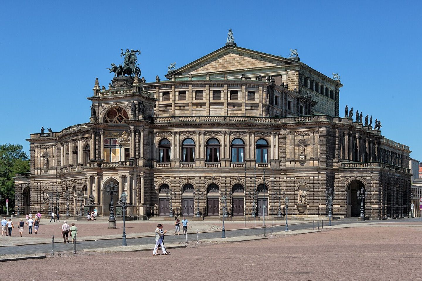 The Semperoper opera house on Theaterplatz in Dresden