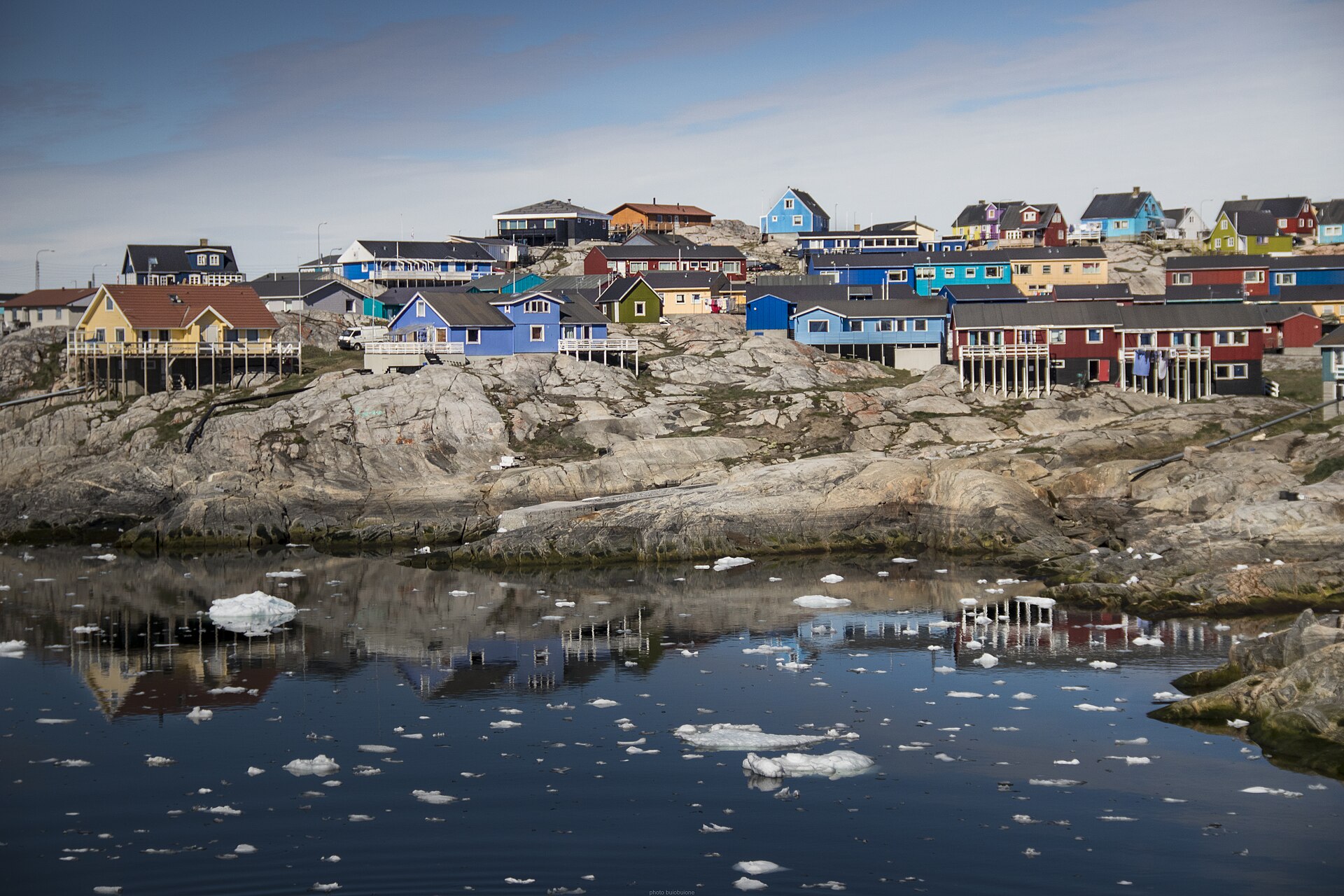 Buildings along the coast of Ilulissat, Greenland