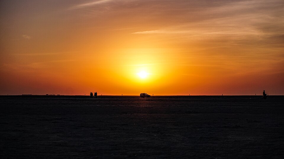 Sunset over the Rann of Kutch at Dhordo