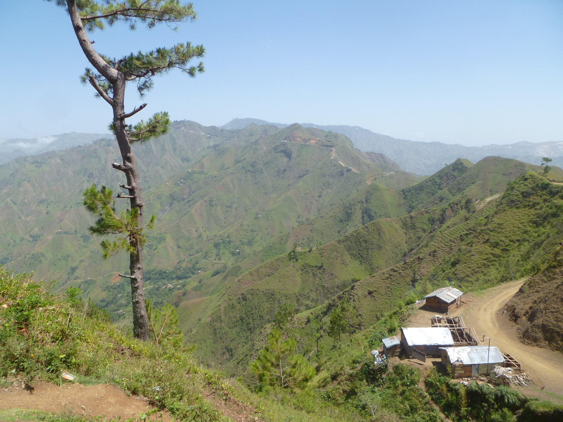 The green hills on the road towards Kenscoff, Haiti