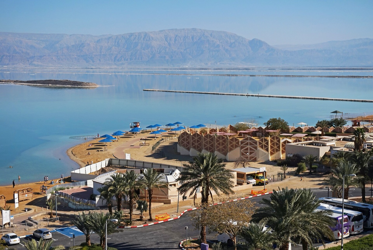 The Dead Sea shoreline at Ein Bokek