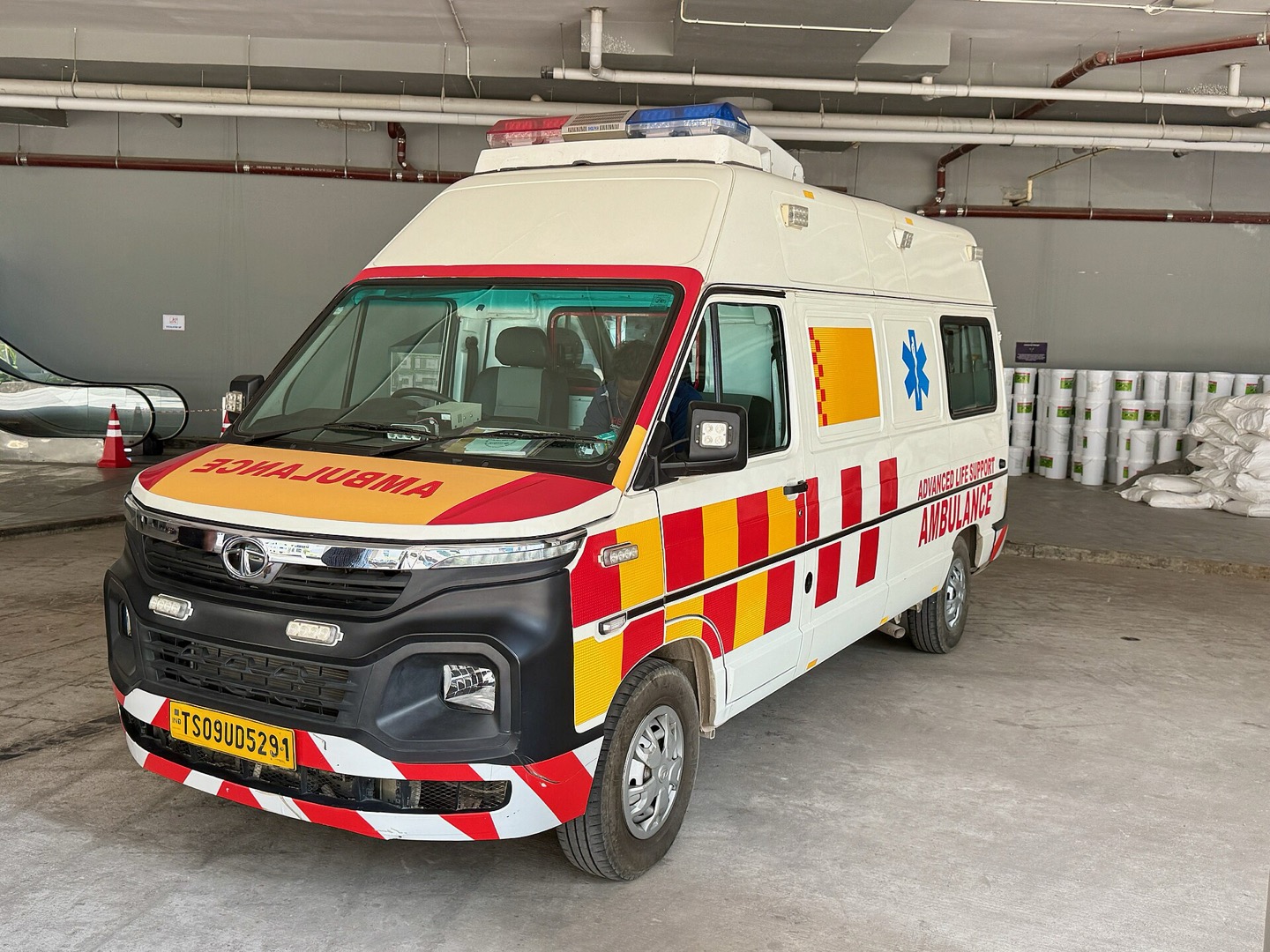 An ambulance on a street in India