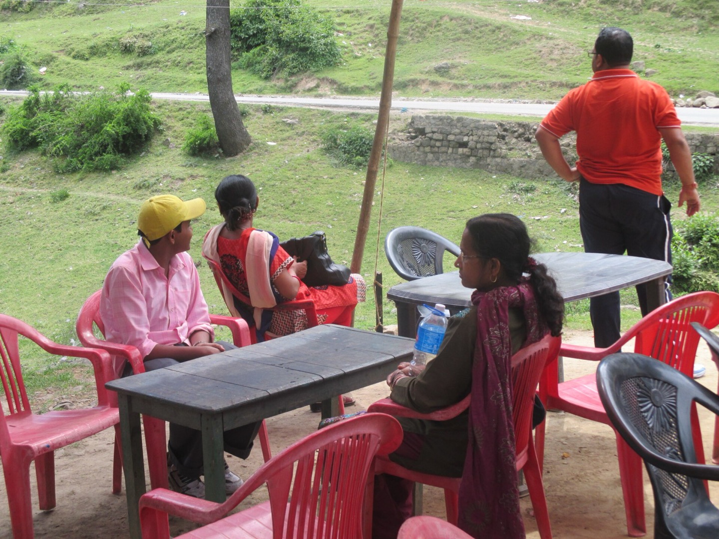Customers eating at a roadside dhaba near Pahalgam in Kashmir