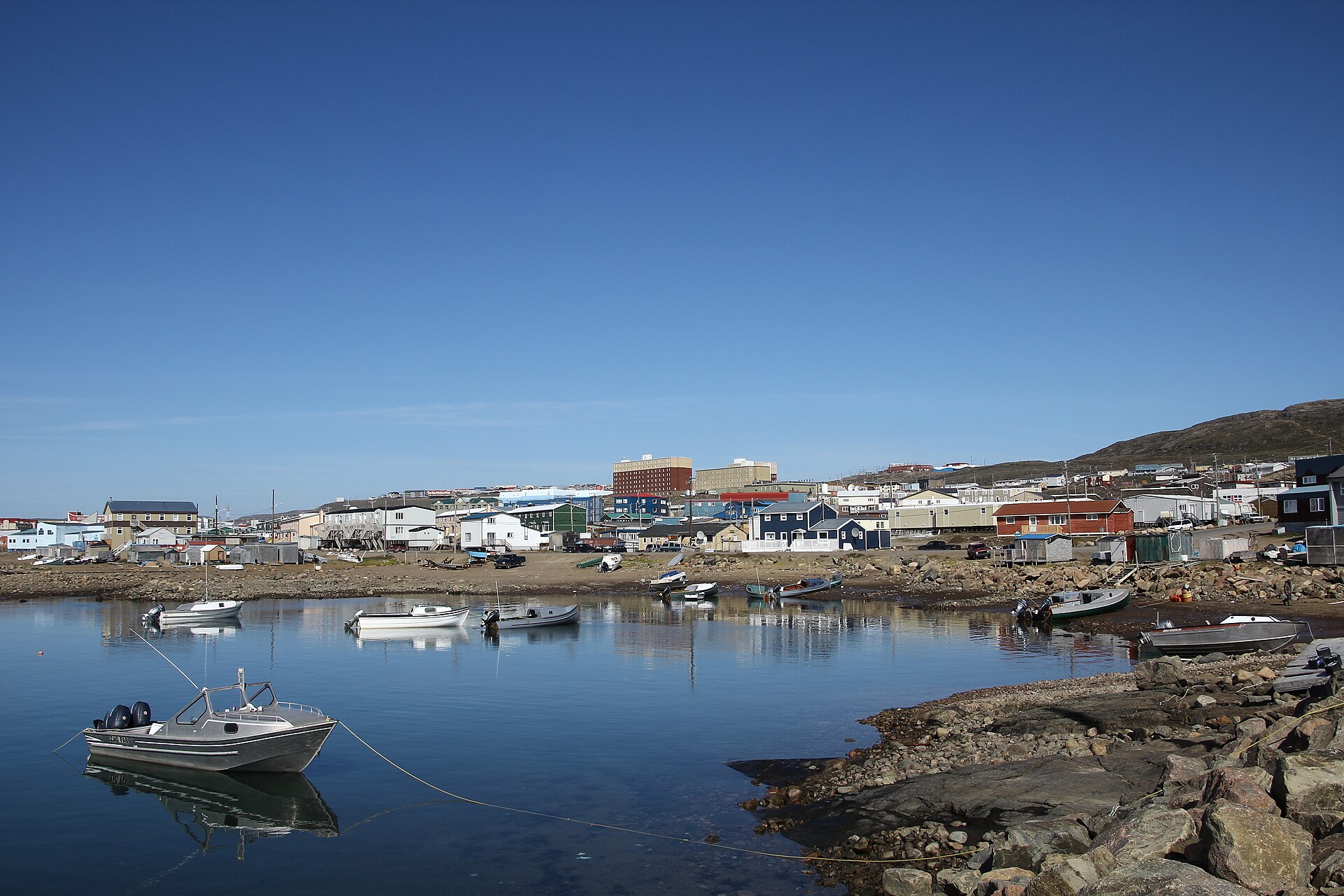 Fishing boats on the waterfront of Iqaluit, Nunavut, Canada