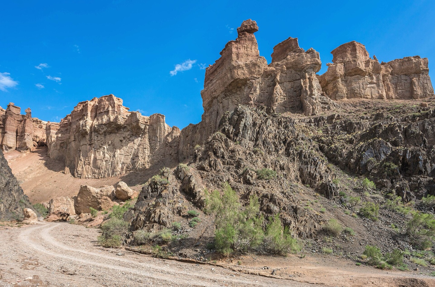Rock formations in Charyn Canyon, Kazakhstan