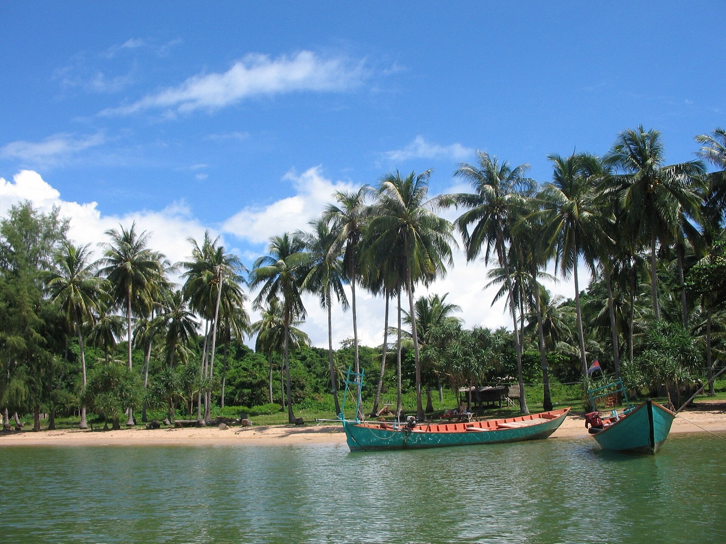 Boats on the beach at Koh Tonsay, Cambodia